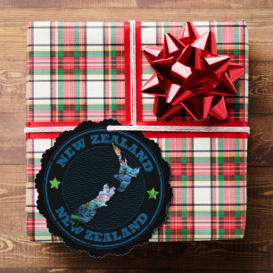 NEW ZEALAND MAP PAUA TREE DECORATION CARD