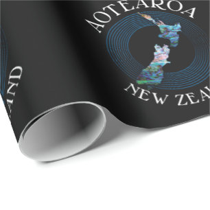 NEW ZEALAND MAP PAUA WRAPPING PAPER