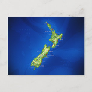New Zealand Map Postcard