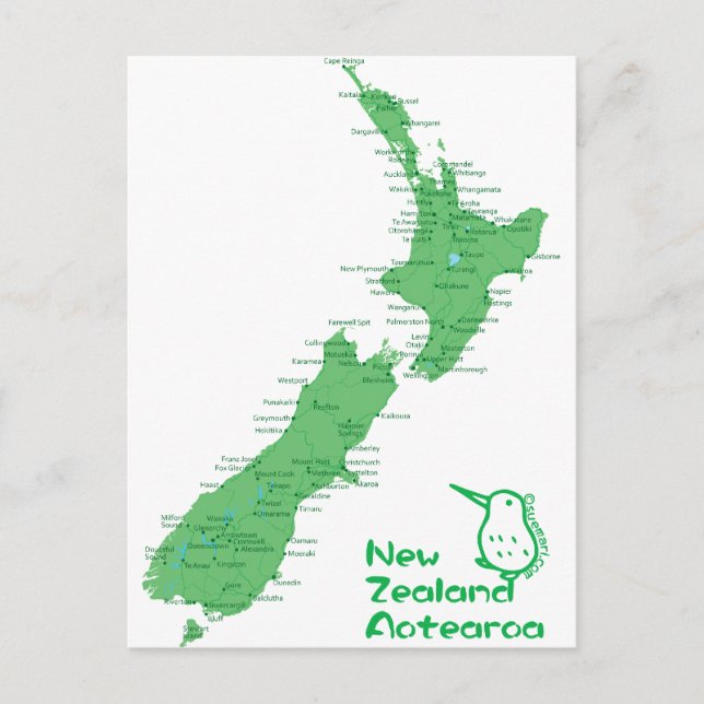 New Zealand Map Postcard (Front)