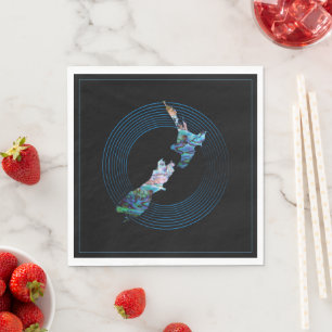 NEW ZEALAND MAP RINGS PAUA NAPKIN