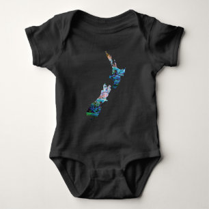 NEW ZEALAND MAP SIMPLE PAUA BABY BODYSUIT
