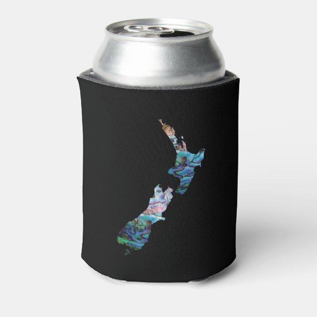 NEW ZEALAND MAP SIMPLE PAUA CAN COOLER (Can Back)