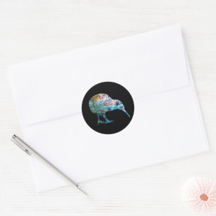 NEW ZEALAND MAP SIMPLE PAUA CLASSIC ROUND STICKER
