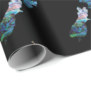 NEW ZEALAND MAP SIMPLE PAUA WRAPPING PAPER
