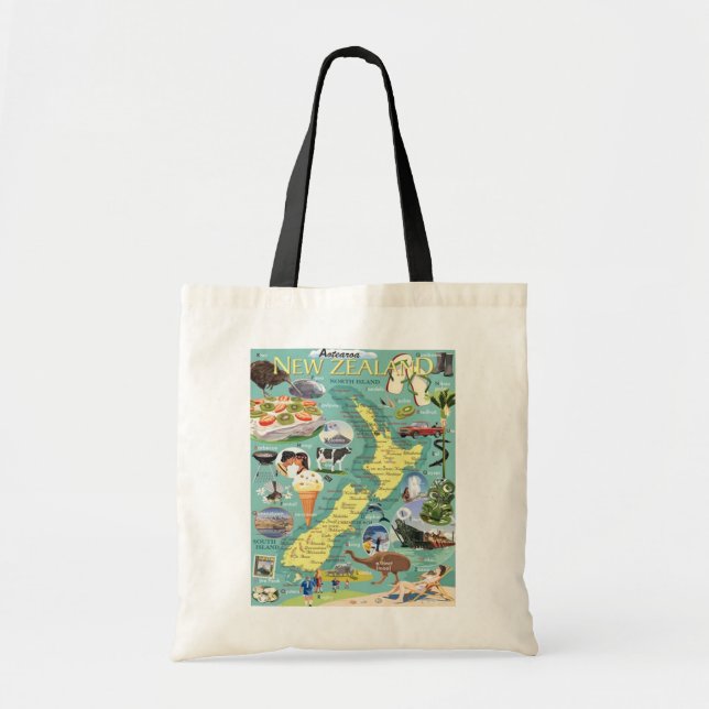 New Zealand Map Tote Bag (Front)