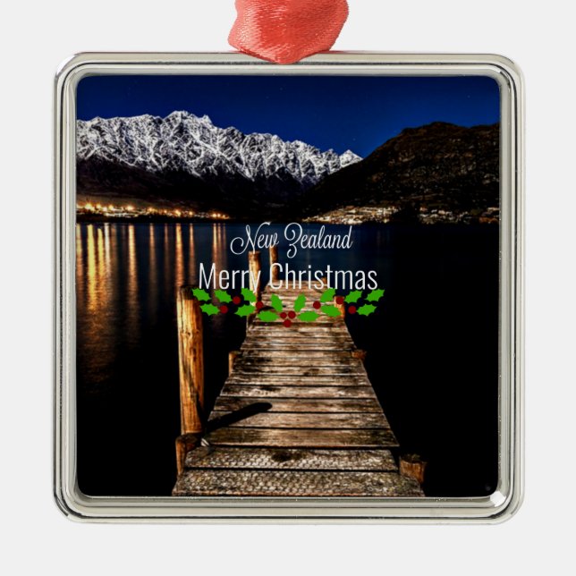 New Zealand, Merry Christmas, Metal Tree Decoration (Front)