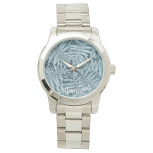 New Zealand Metal Silver Colour Fern, Custom Text  Watch