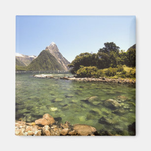 New Zealand, Mitre Peak, & Bowen River entering Magnet