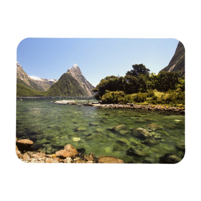 New Zealand, Mitre Peak, & Bowen River entering Magnet (Horizontal)