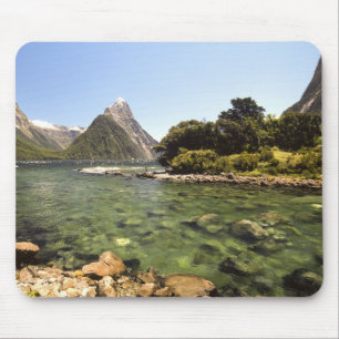 New Zealand, Mitre Peak, & Bowen River entering Mouse Mat
