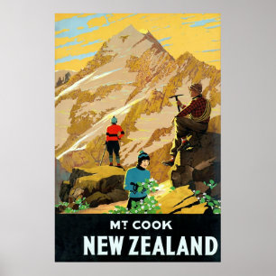 New Zealand ~ Mount Cook ~ Vintage Travel Canvas. Poster