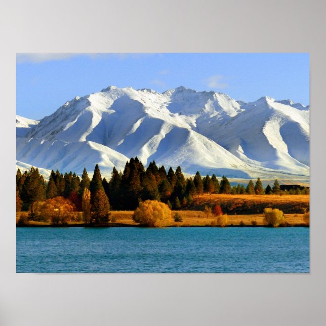 New Zealand Mountain Landscape Poster (Front)