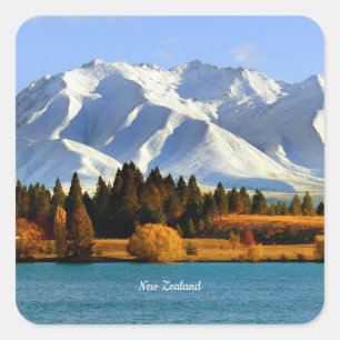 New Zealand Mountain Landscape Square Sticker