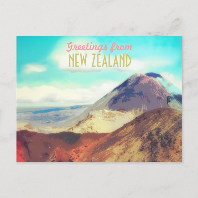 New Zealand mountain vulcano postcard (Front)