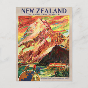 New Zealand Mt. Cook Vintage Travel Poster Postcard