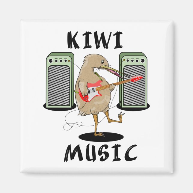 New Zealand Music Kiwi playing guitar Magnet (Front)