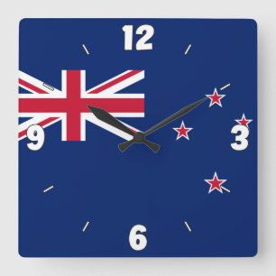 New Zealand National Flag Patriotic  Square Wall Clock