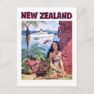 New Zealand, native woman on the coast Postcard