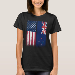 New Zealand New Zealand American Flags Proud USA T-Shirt