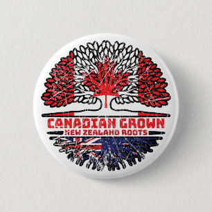 New Zealand New Zealand Canadian Canada Tree Roots 6 Cm Round Badge