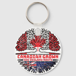 New Zealand New Zealand Canadian Canada Tree Roots Key Ring