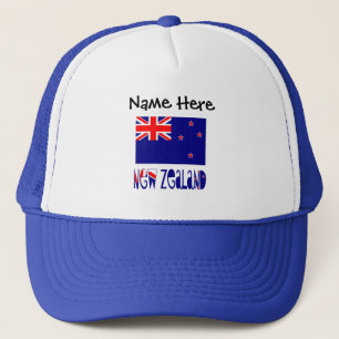 New Zealand New Zealander Flag Black Personalizati Trucker Hat