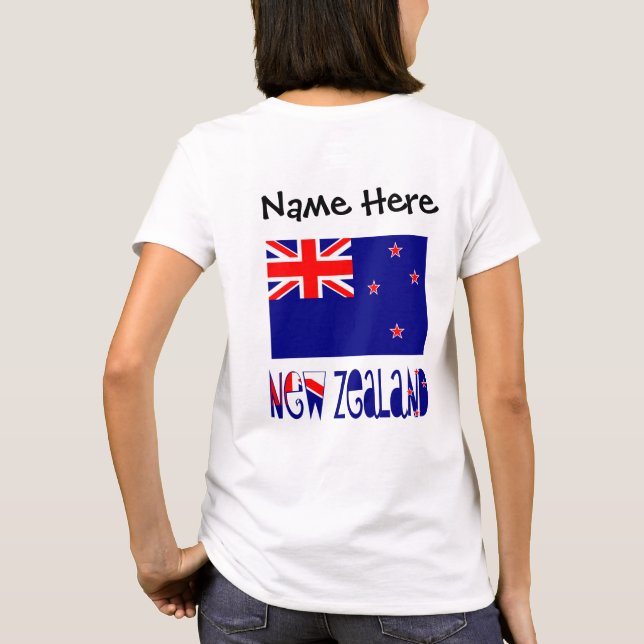 New Zealand New Zealander Flag Personalised  T-Shirt (Back)