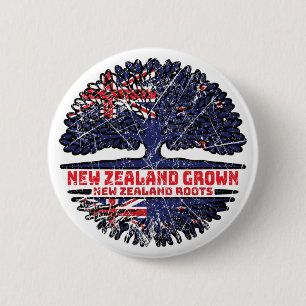 New Zealand New Zealander Kiwi Tree Roots Flag 6 Cm Round Badge