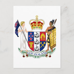 New Zealand Official Coat Of Arms Heraldry Symbol Postcard