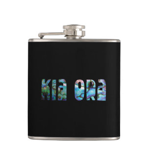 NEW ZEALAND PAUA KIA ORA GREETING HIP FLASK