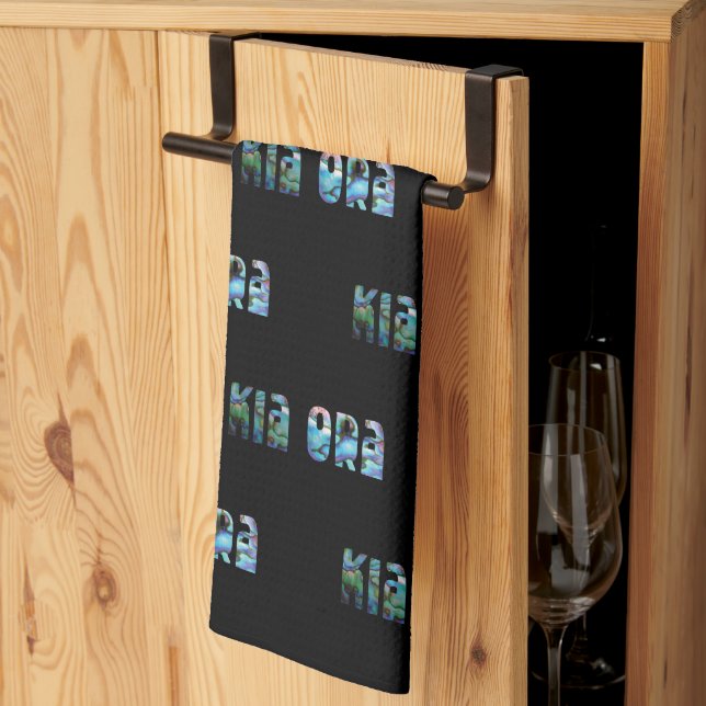 NEW ZEALAND PAUA KIA ORA GREETING TEA TOWEL (Thirds Fold)