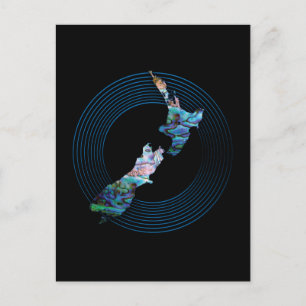 NEW ZEALAND PAUA MAP POSTCARD