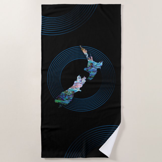 NEW ZEALAND PAUA RINGS BEACH TOWEL (Front)