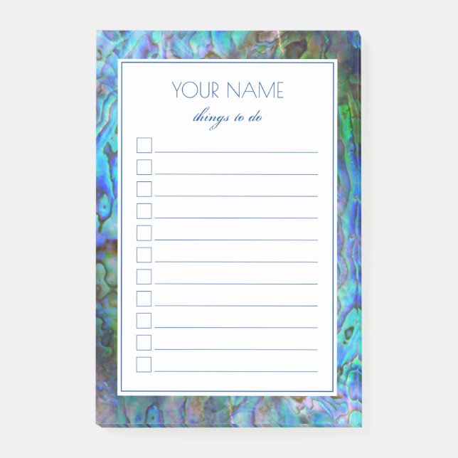 NEW ZEALAND PAUA TO DO LIST POST-IT NOTES (Front)