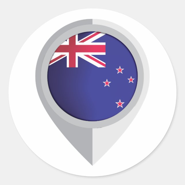 New Zealand Pin Location Flag Classic Round Sticker (Front)
