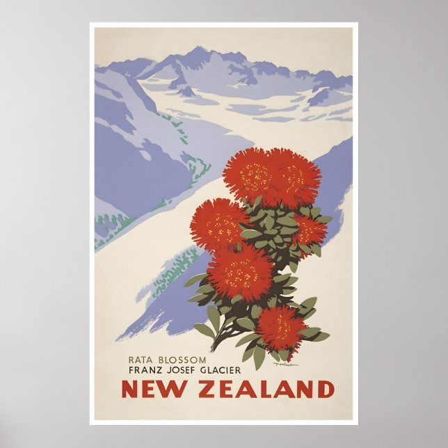New Zealand Print Travel Poster Franz Josef (Front)