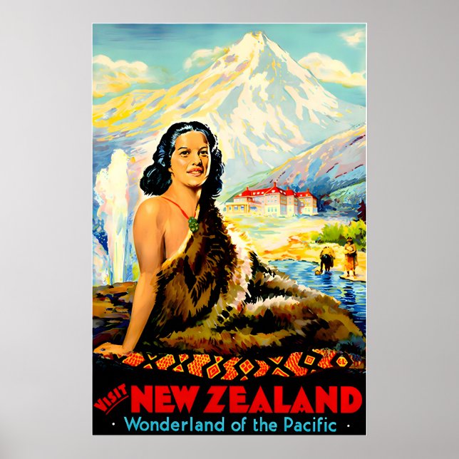 New Zealand Print Travel Poster Maori Ar (Front)