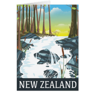 New Zealand River travel poster