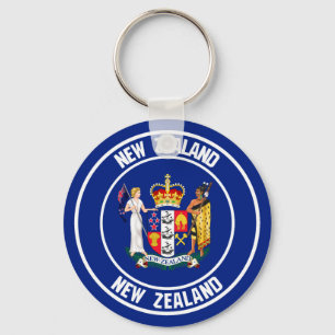 New Zealand Round Emblem Key Ring
