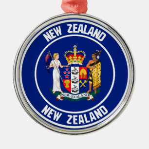 New Zealand Round Emblem Metal Tree Decoration