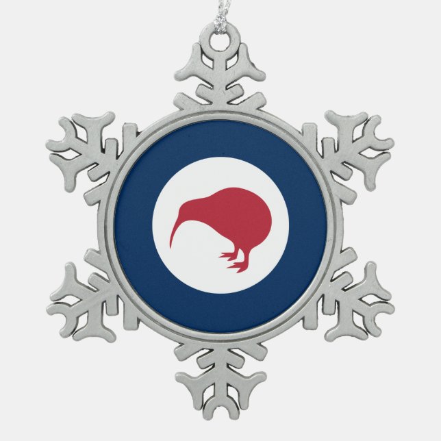New Zealand roundel country flag symbol kiwi army  Snowflake Pewter Christmas Ornament (Front)
