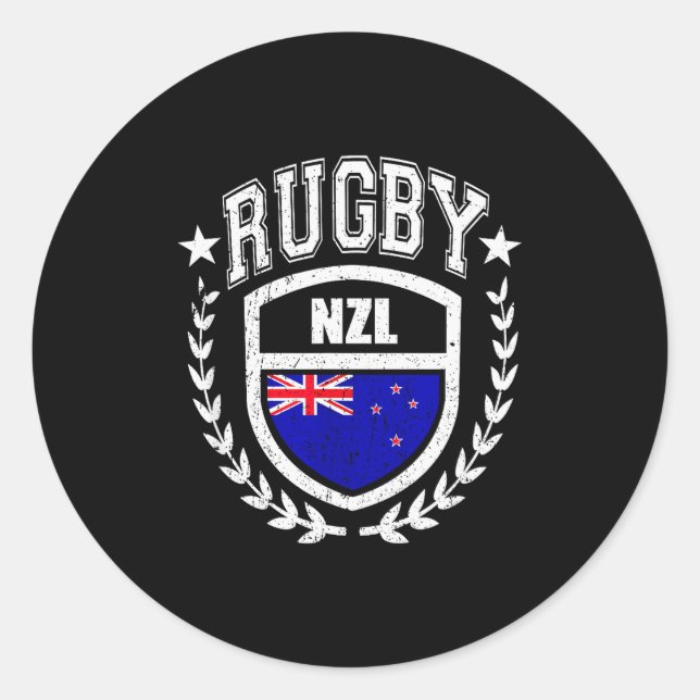 New Zealand Rugby Equipment New Zealand Flag Vinta Classic Round Sticker (Front)