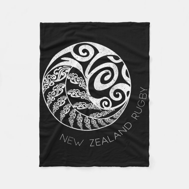 New Zealand Rugby Maori Insred Kiwi &amp; Silver F Fleece Blanket (Front)