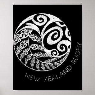 New Zealand Rugby Maori Insred Kiwi &amp; Silver F Poster