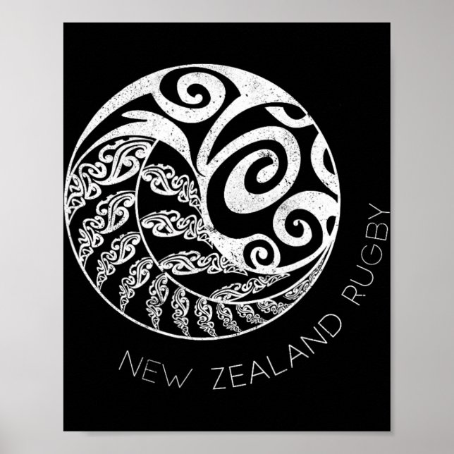 New Zealand Rugby Maori Insred Kiwi &amp; Silver F Poster (Front)
