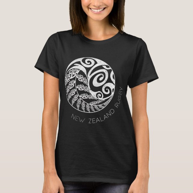 New Zealand Rugby Maori Insred Kiwi &amp; Silver F T-Shirt (Front)