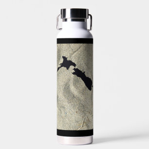 NEW ZEALAND SAND BEACH BLACK AOTEAROA NZ KIWI NAME WATER BOTTLE