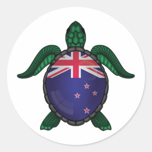New Zealand sea turtle flag Classic Round Sticker