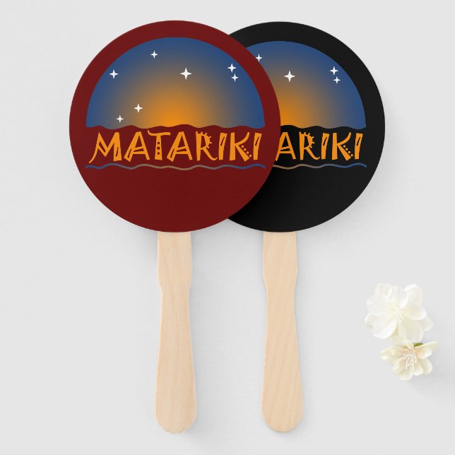 New Zealand Seven Sisters Maori MATARIKI 1b Hand Fan (Front and Back)